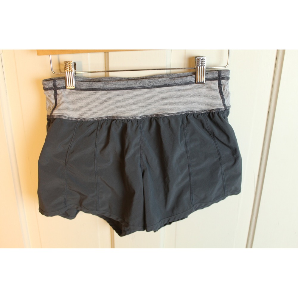 Lululemon Women Size 4 Gray Running Shorts Liner Zipper Pocket‎